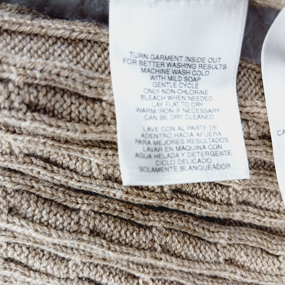 Sweater Size XL Cashmere Pullover Beige Fisherman Coastal Cowgirl Minimal Cable - Picture 13 of 14